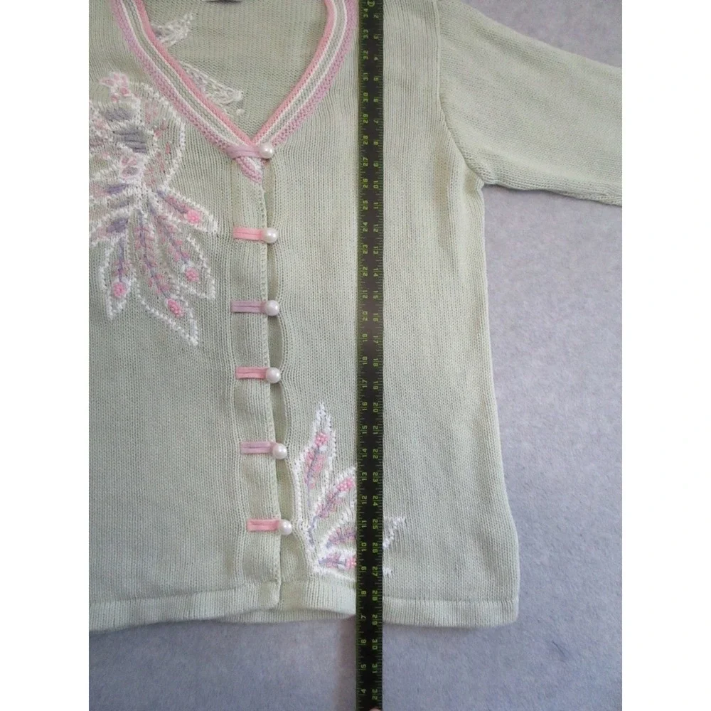 Vintage Storybook Knits Cardigan Womens LGreen Handknits‎ Sweater Cottagecore